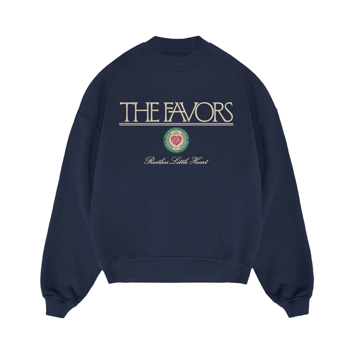 Favors - Navy Restless Little Heart Crewneck Fleece